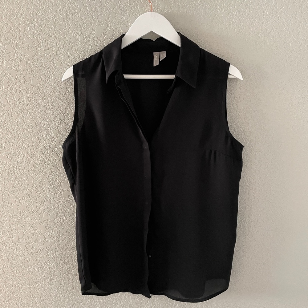 ASOS black sleeveless button up blouse size 6